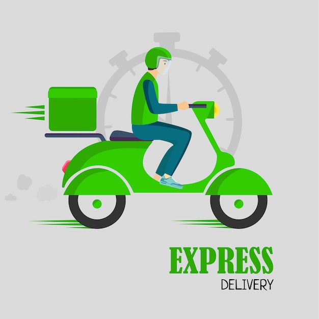 Online delivery service banner online order tracking green scooter delivery Shipping Vector ill