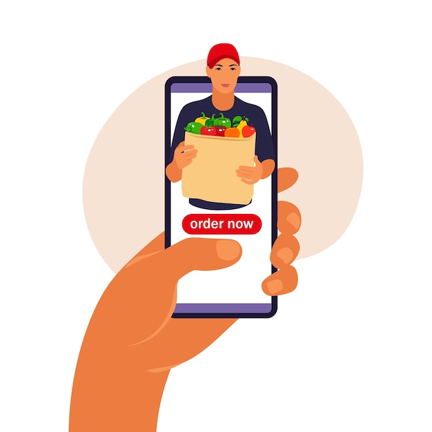 Online delivery service concept. E-commerce concept. Online food order infographic. Vector illustration.