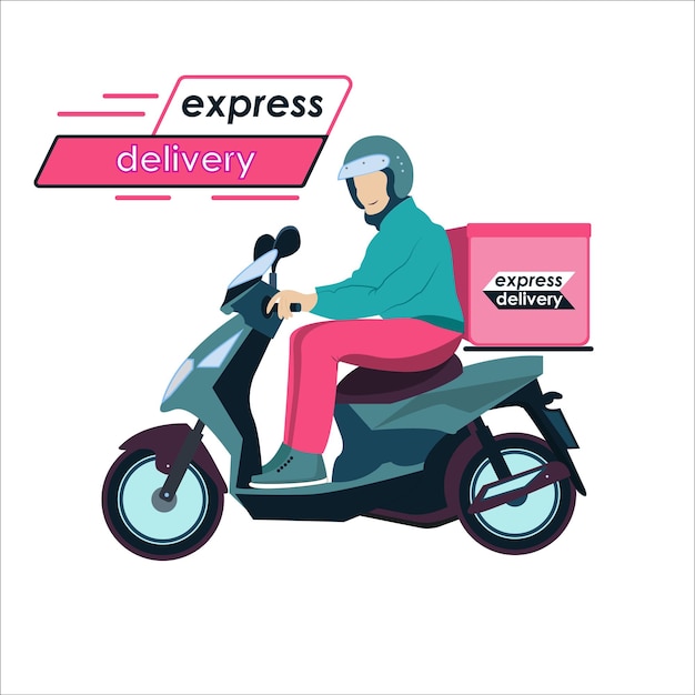 Online delivery service concept online order tracking delivery home and office scooter bike