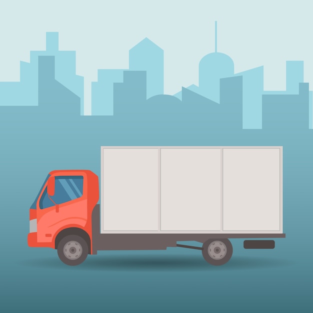 Vector online delivery service concept. truck isolated on background.