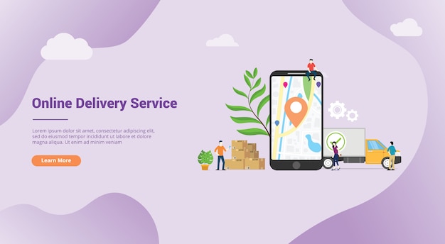 Concetto di servizio di consegna online con posizione gps mobile app