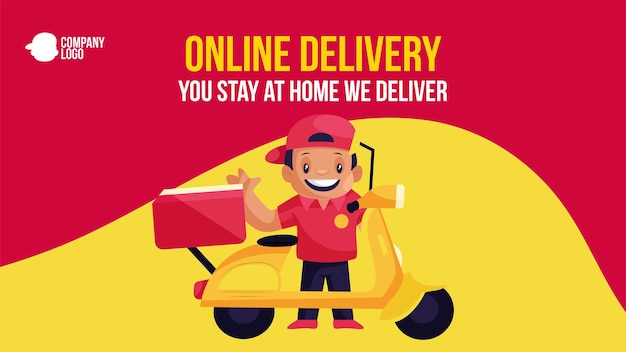 Online delivery you stay at home we deliver banner design