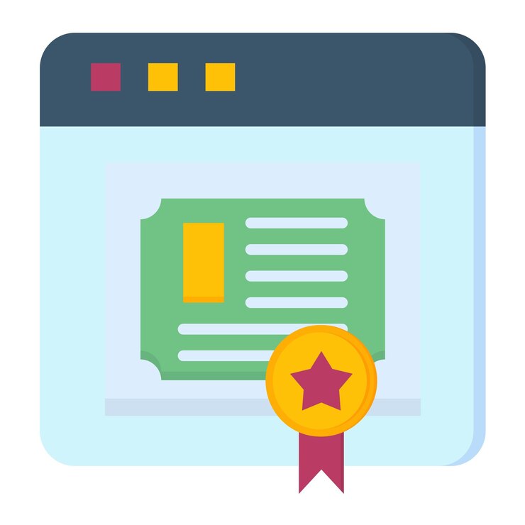 Vector online diploma flat illustration
