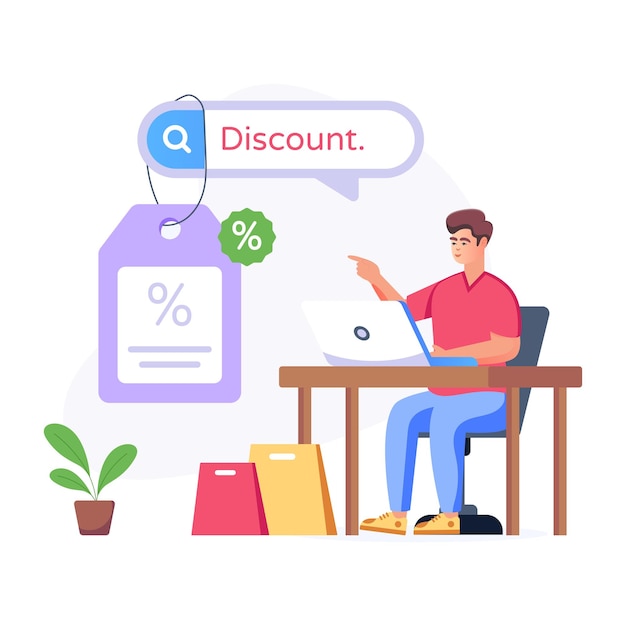 Online discount illustration designed in flat style