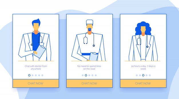 Online doctor app screens concept