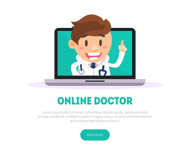 online doctor banner template online medicine medical support service vector illustration
