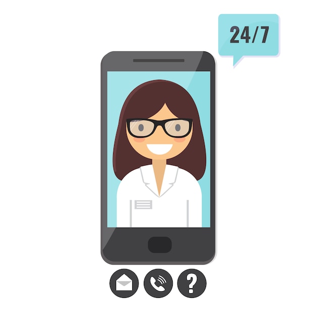 Online doctor concept. Patient consultation via smartphone, medical support application.