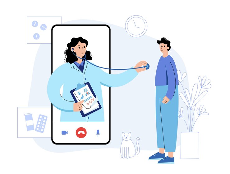 Vector online doctor concept