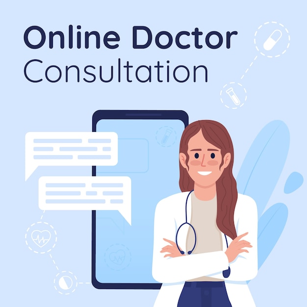 Online doctor consultation card template