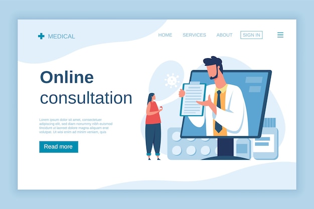 Online doctor consultation Patient digital medical appointment pharmacy healthcare insurance concept