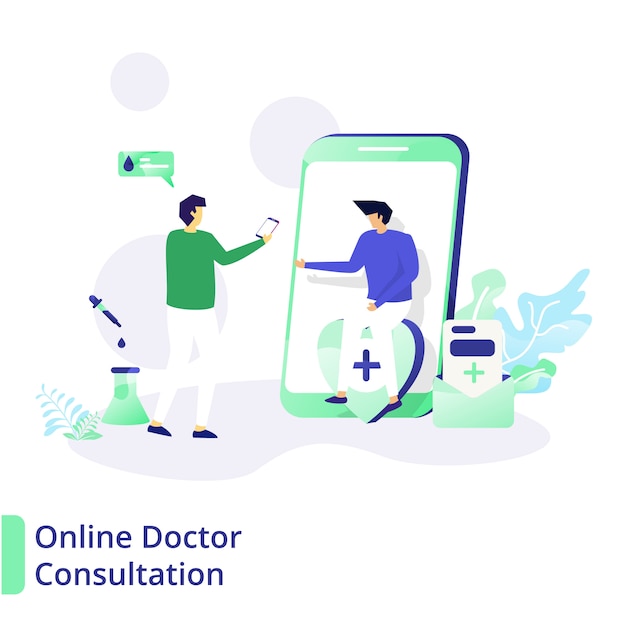 의료 및 건강의 개념 인 온라인 의사 상담