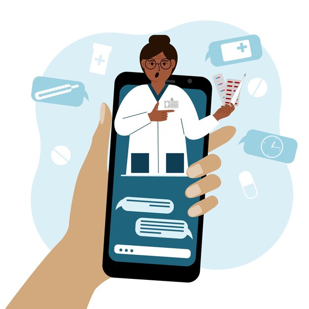 Premium Vector Online doctor consultation via smartphone concept of Premium Vector Online doctor consultation via smartphone concept of
