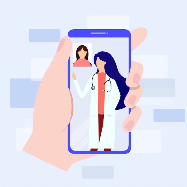 Online doctor consultation via your smartphone concept.