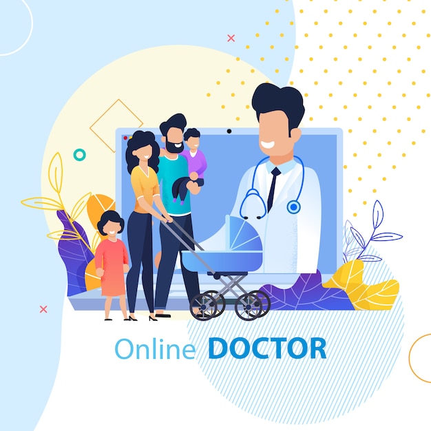 Online Doctor for Family Advertising Flat