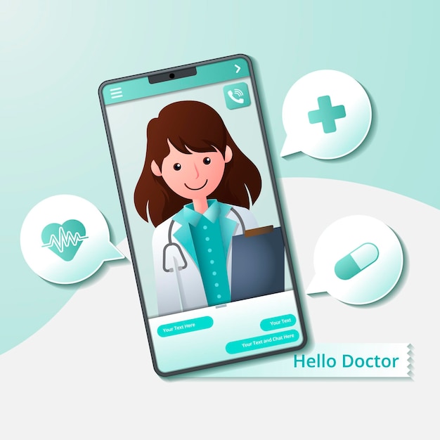 Online doctor giving advice and help on mobile phone