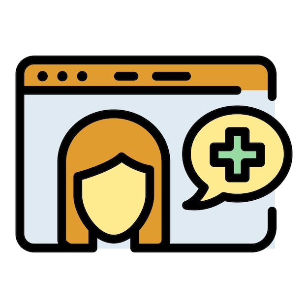 Online doctor icon outline online doctor vector icon color flat isolated