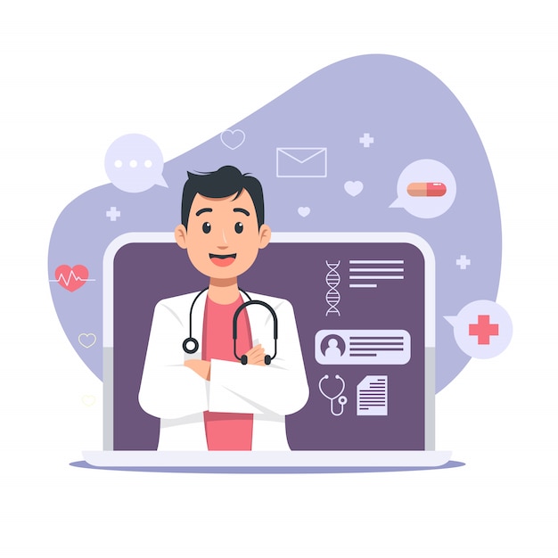 Vector online doctor illustration