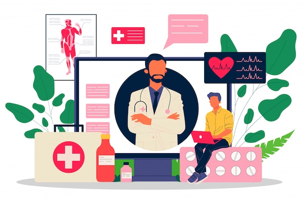 Vector online doctor  illustration