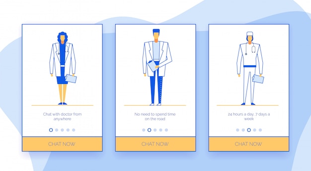 Set di applicazioni mobili per chat online su internet medico