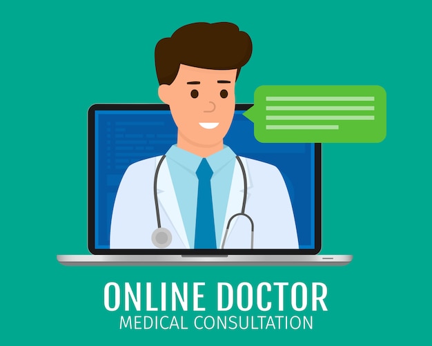 online doctor. medical consultation and support.  illustration.