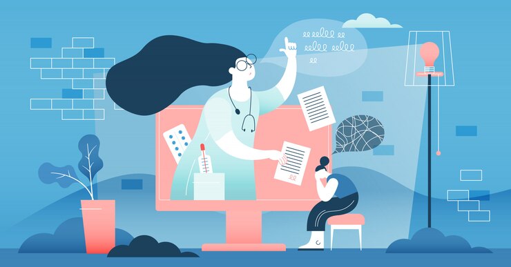 Online doctor medical help concept.