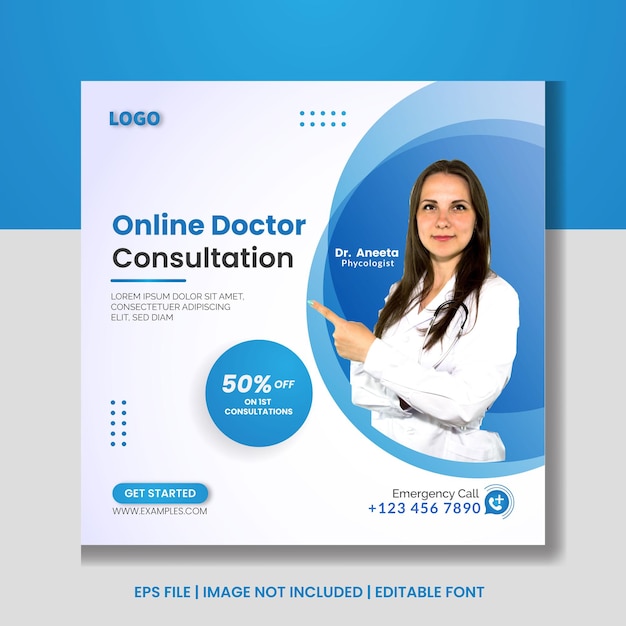 Online doctor treatment social media Instagram post banner template