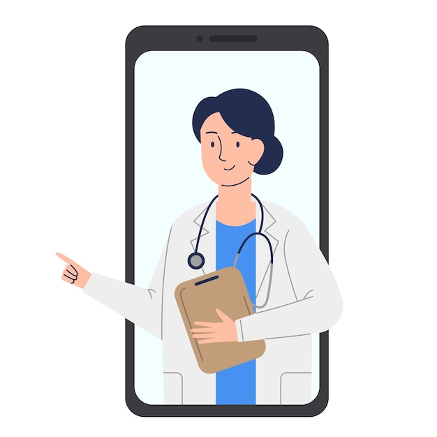 Online doctors consultation on a smartphone Woman doctor on a smartphone Online medicine clipart