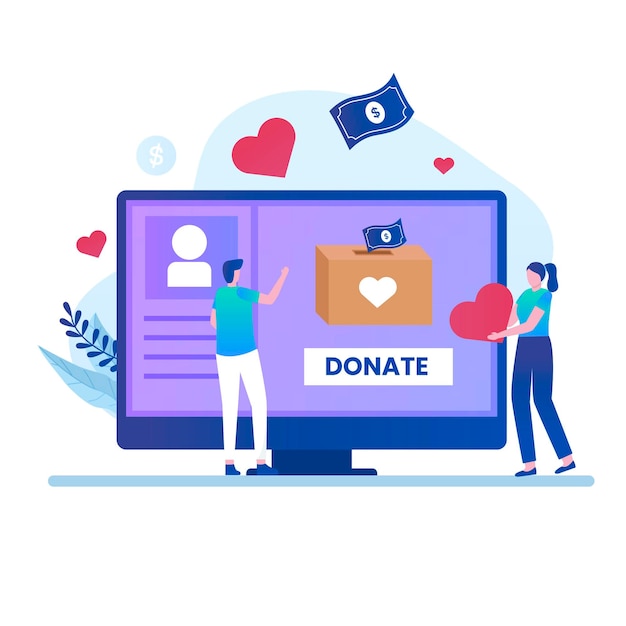 Vettore concetto di design dell'illustrazione delle donazioni online