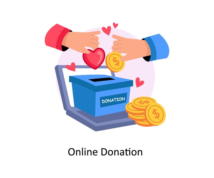 वेक्टर online donation concepts style illustrations stock illustration