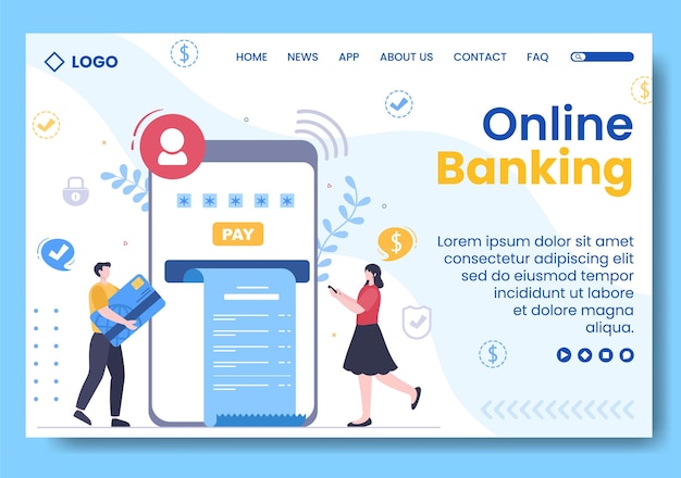 Vector online e-banking app, wallet or bank credit card landing page template flat illustration editable of square background for transfer and payment social media