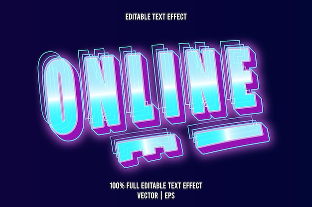 Online editable text effect 3 dimension emboss neon style