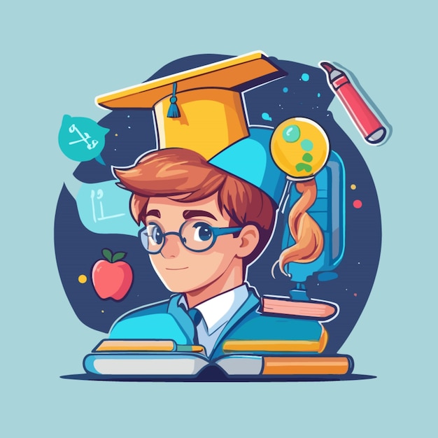 Vector online education cartoon vector