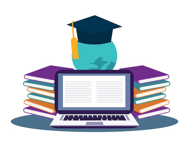 Vector online education concept flat illustration for web