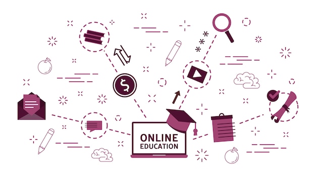 Концепция онлайн-образования. идея обучения удаленно через интернет