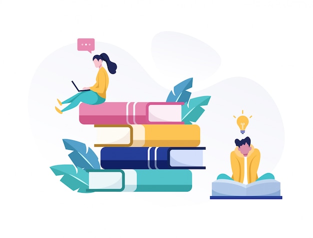 Online education and exam flat illustration