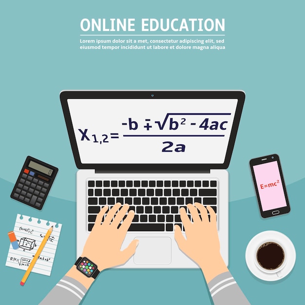 Online education flat design illustration