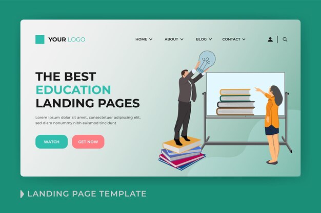 Online education flat vector landing page template