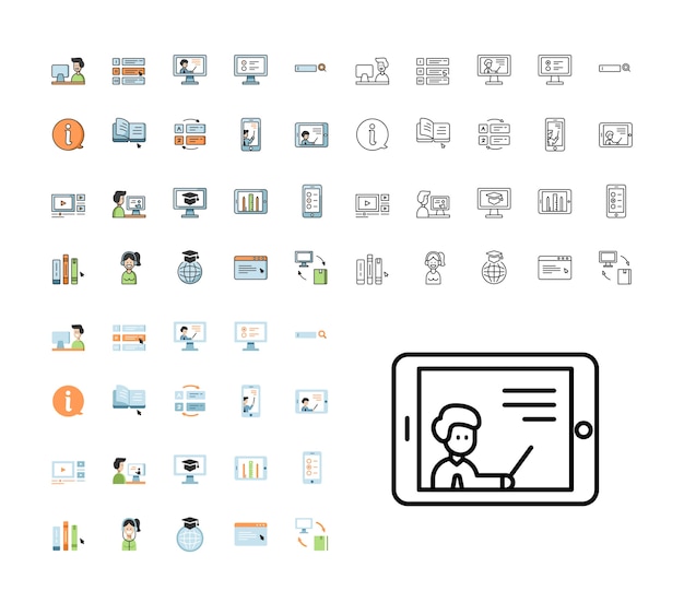 Online education icon set