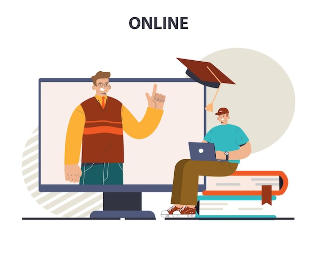 Online education Idea of study remotely using internet online services