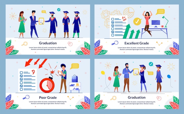 Vector online education illustration set in flat style