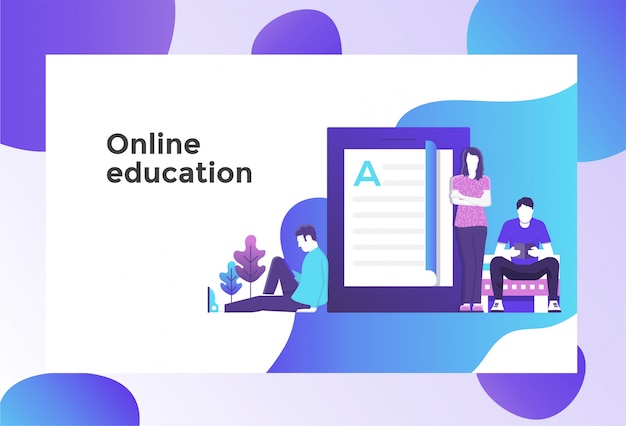 Vettore illustrazione di educazione online