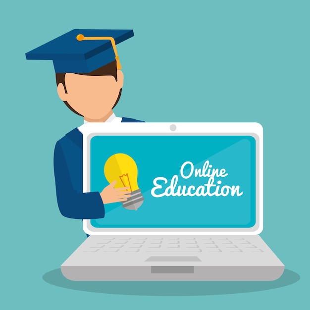 Online education isolated icons vector illustration design