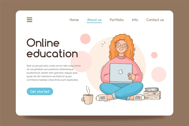 Online education landing page design template