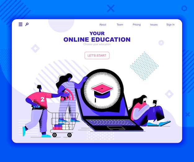 Modello di landing page per l'istruzione online