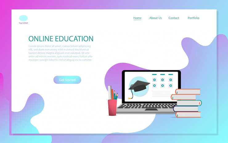 Vector online education landing page