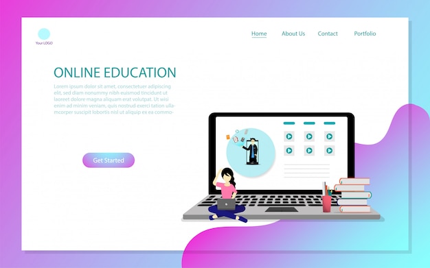 Vector online education landing page