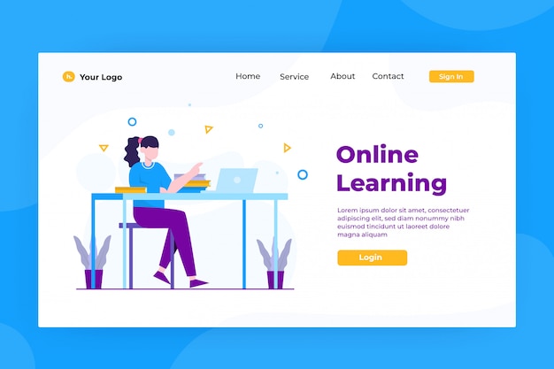 Vector online education landing page