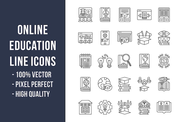 Online Education Line Icons