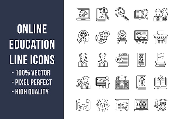 Online Education Line Icons