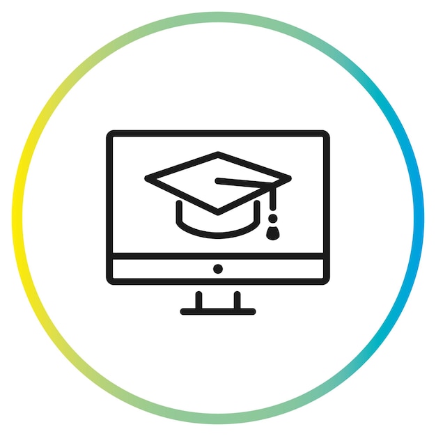 Online education line sign icon vector